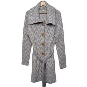 Anthropologie Moth Womens Large Cottage Core  Chevron Belted Cardigan